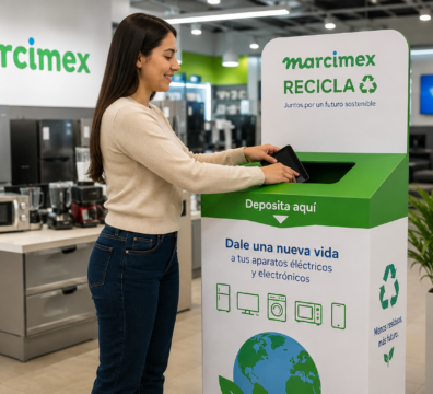 Programa de reciclaje electrónico Marcimex para la recolección de residuos eléctricos y electrónicos en Ecuador.