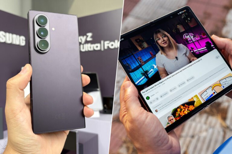 Comparativa del Samsung Galaxy Z Fold8 Ultra y el Honor Magic V6 mostrados juntos desplegados sobre una mesa.