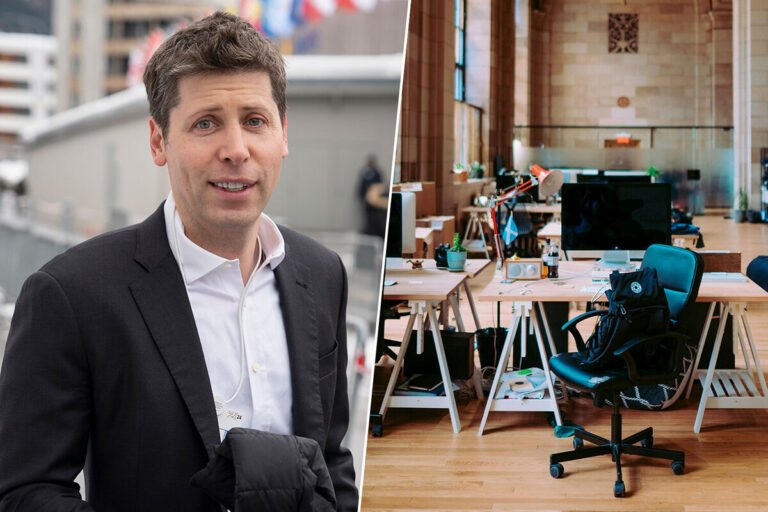 Sam Altman durante una entrevista debatiendo sobre la IA y la jornada laboral de cuatro horas en el sector tecnológico.