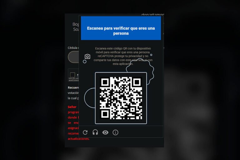La pantalla de un teléfono inteligente escaneando un código QR de reCAPTCHA para verificar la presencia humana, ilustrando el nuevo método de reCAPTCHA.