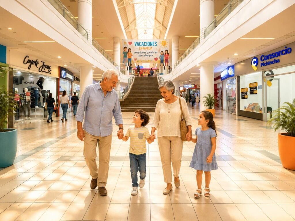 Abuelos y nietos participando en talleres creativos para fomentar el bienestar familiar y la conexión en El Recreo.