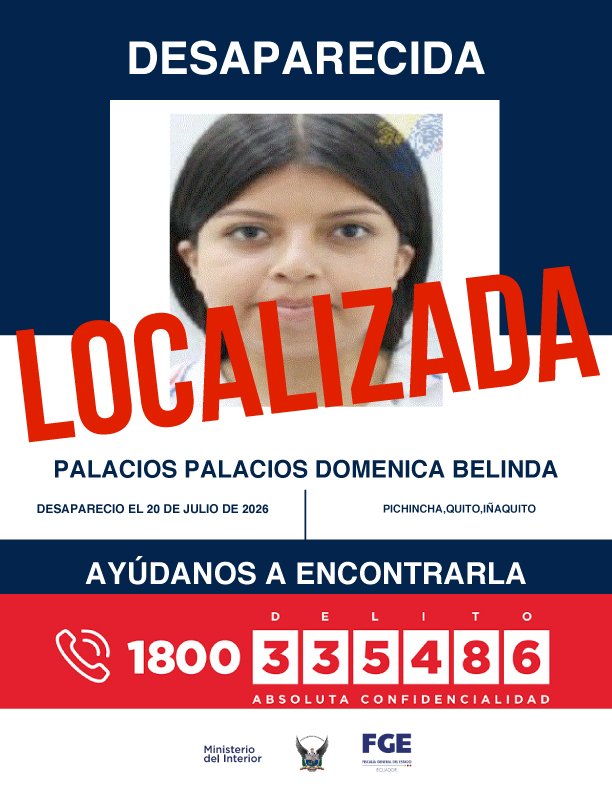 Localizan a Doménica Palacios en Quito