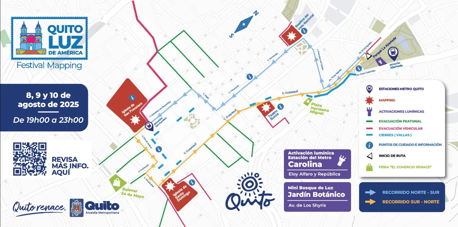 Festival de Mapping Quito 2026 iluminará el Centro Histórico y La Alameda en agosto