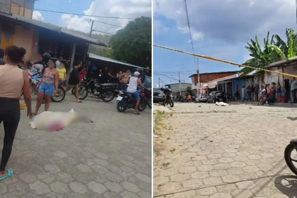 Personal policial realiza pericias tras un ataque sicario en Portoviejo ocurrido en el sector La Subidita al Cielo.