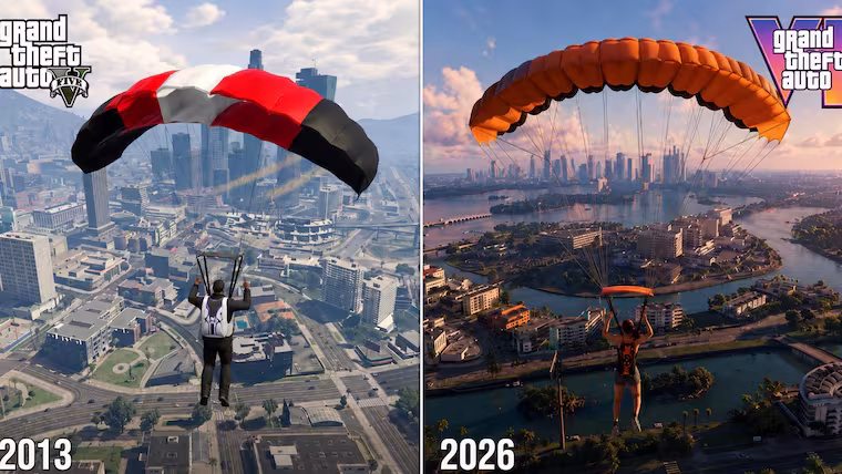 Comparativa visual y salto técnico de GTA 6 frente a entregas anteriores.