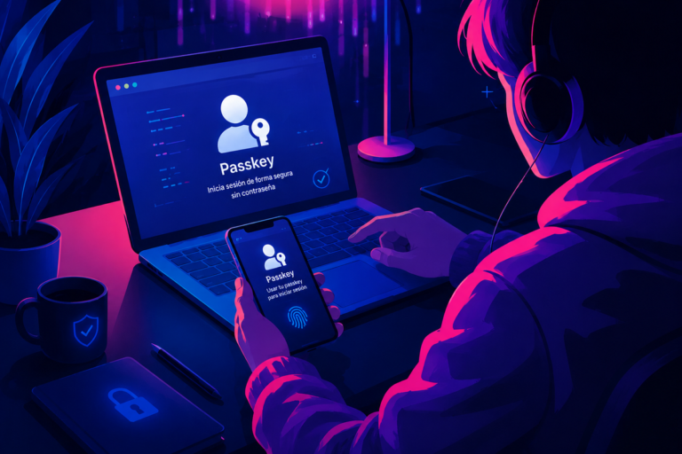 Esquema técnico que ilustra una vulnerabilidad de passkeys frente a infecciones por software malicioso en el ordenador.