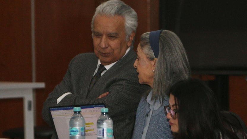 El expresidente presente antes de la lectura de sentencia en el caso Sinohydro contra Lenín Moreno en la Corte Nacional de Justicia