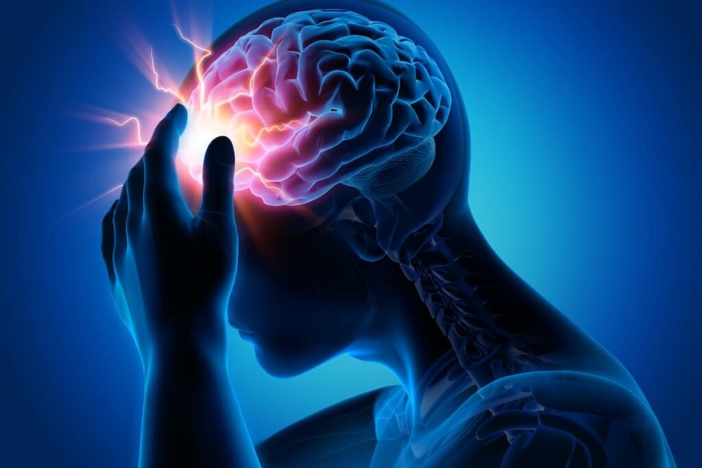 Ilustración sobre rehabilitación integral tras derrame cerebral: atención médica, terapia física, cognitiva y apoyo de salud mental
