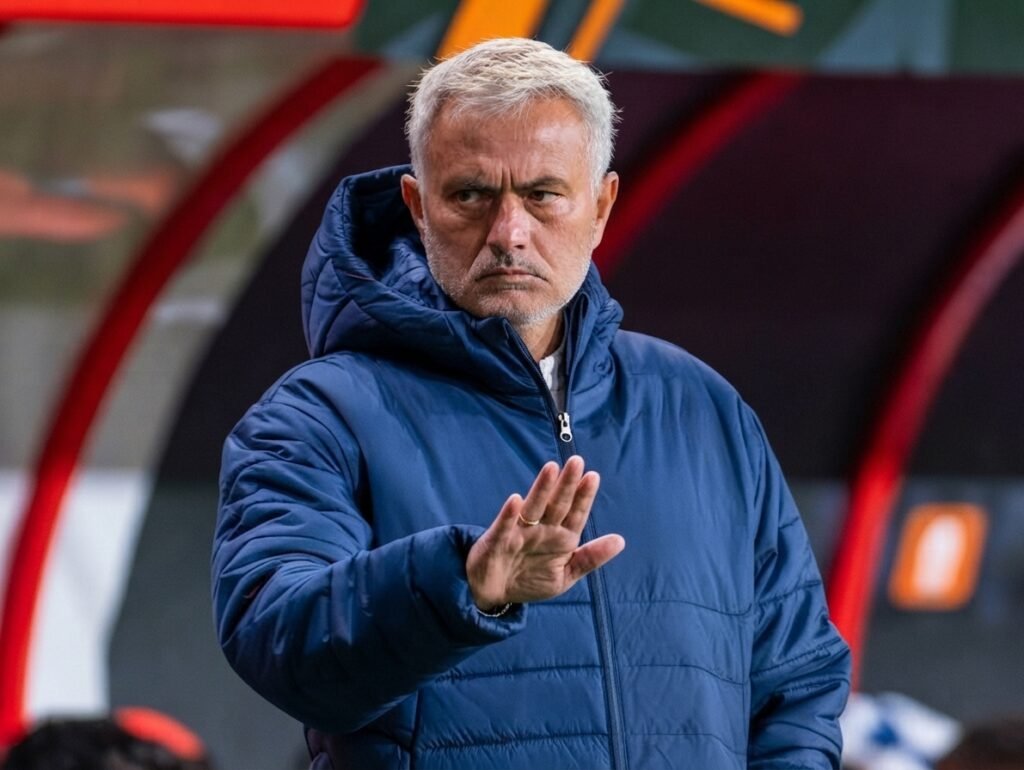 José Mourinho gesticulando en la zona técnica de un partido