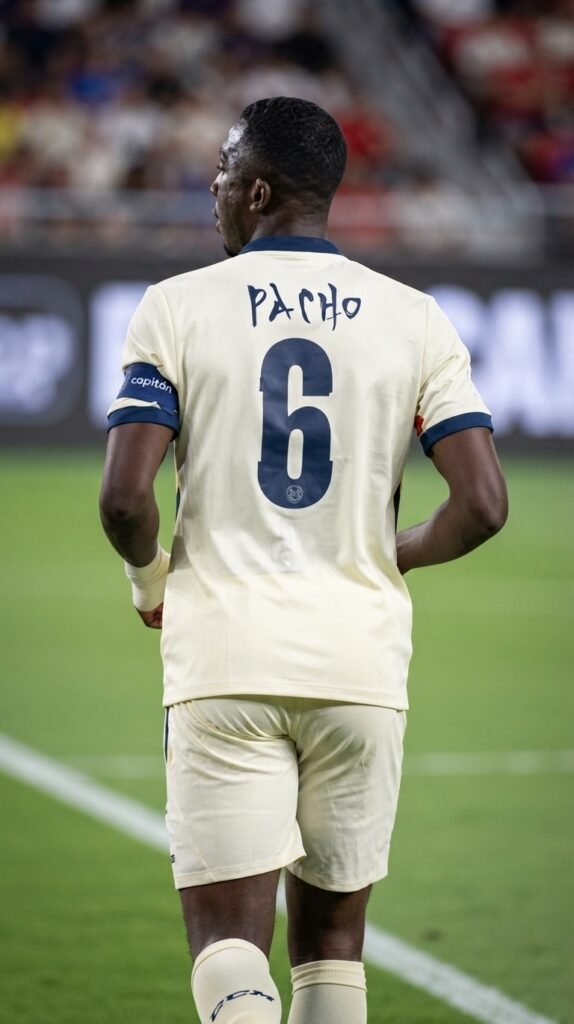 Willian Pacho disputando un balón en partido de fútbol internacional