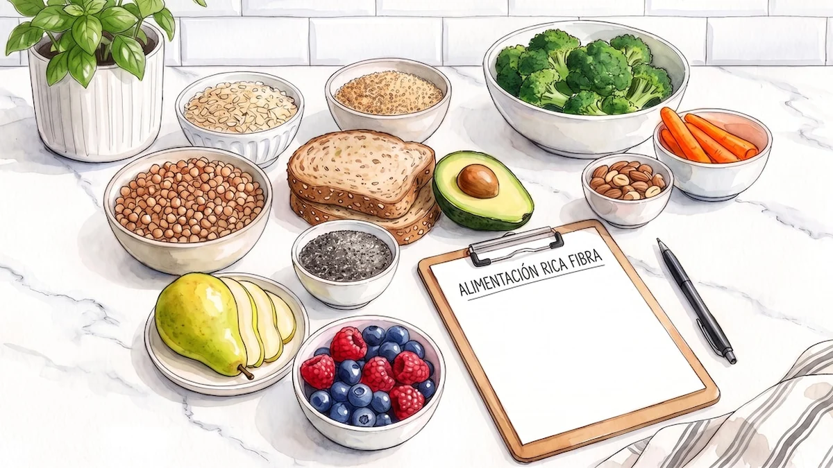 Alimentos ricos en fibra y cereales integrales