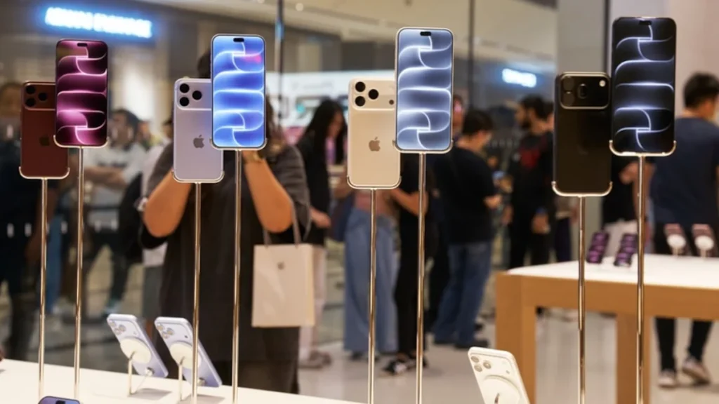 Tienda de Apple en la Quinta Avenida decorada para el lanzamiento del iPhone 18 Pro