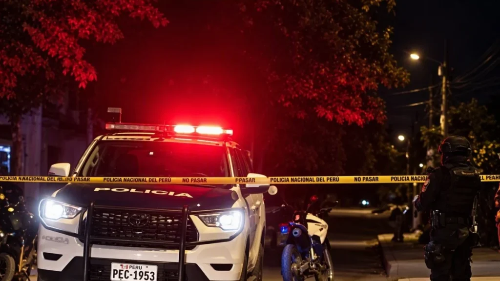 Escena del crimen acordonada por policías en el cantón Salinas