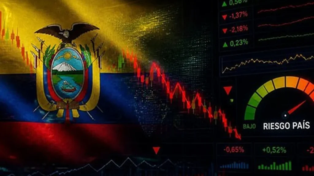 Gráfico financiero y monedas representativas del riesgo país