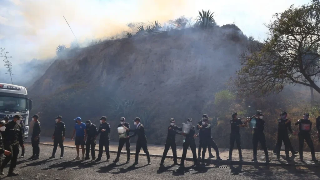 Bomberos combaten incendios forestales en Quito en laderas