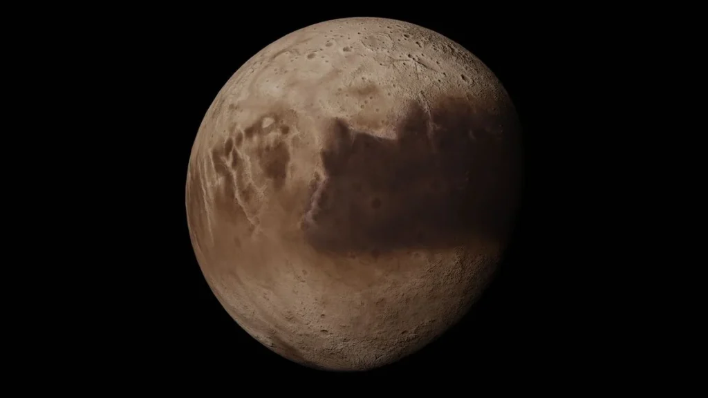 Recreación artística del exoplaneta gaseoso Beta Pictoris b y su campo magnético