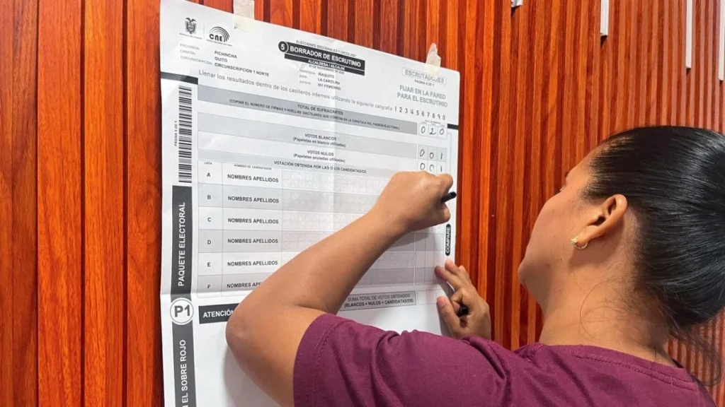 Capacitación de miembros de juntas receptoras del voto del CNE en elecciones de Ecuador