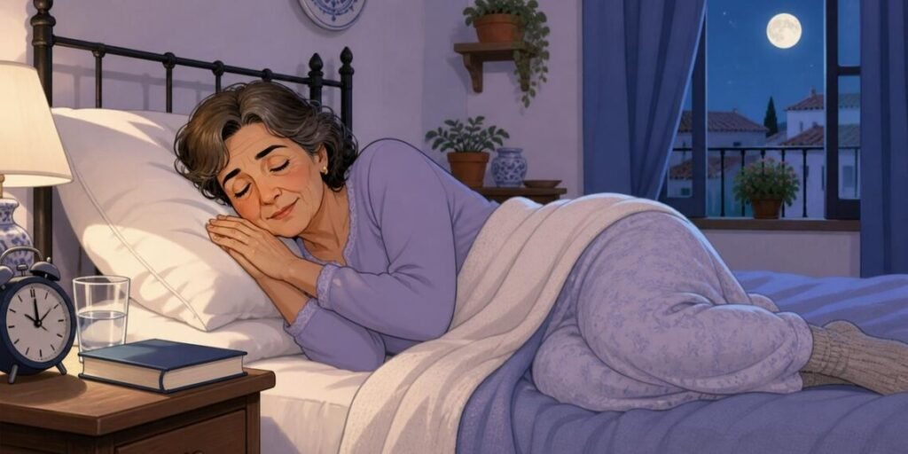 Ilustración sobre cuántas horas de sueño profundo son normales después de los 60 años para cuidar la memoria y la salud del cerebro