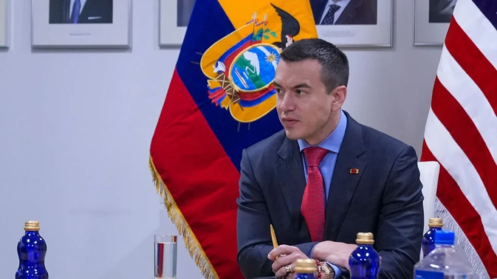 El presidente Daniel Noboa en una reunión sobre cooperación con Estados Unidos
