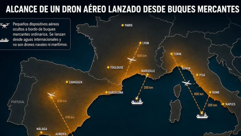 Dron militar no tripulado durante operaciones de vigilancia en espacio aéreo europeo
