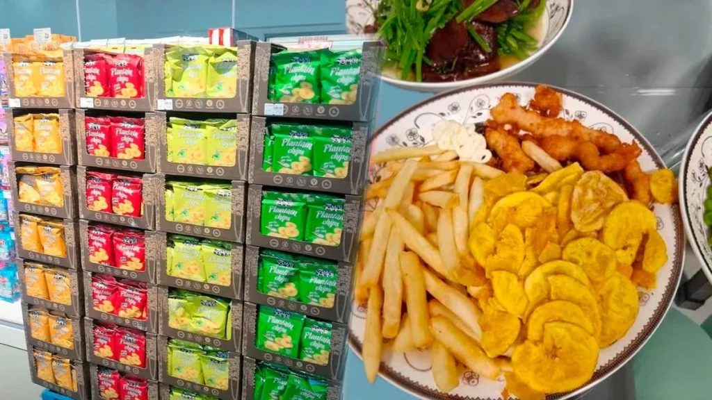 Presentaciones comerciales de snacks de chifles ecuatorianos de plátano verde