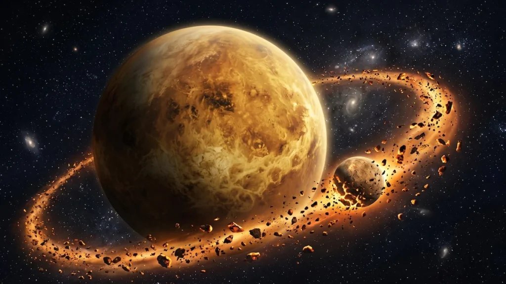 Representación astronómica sobre la luna perdida de Venus