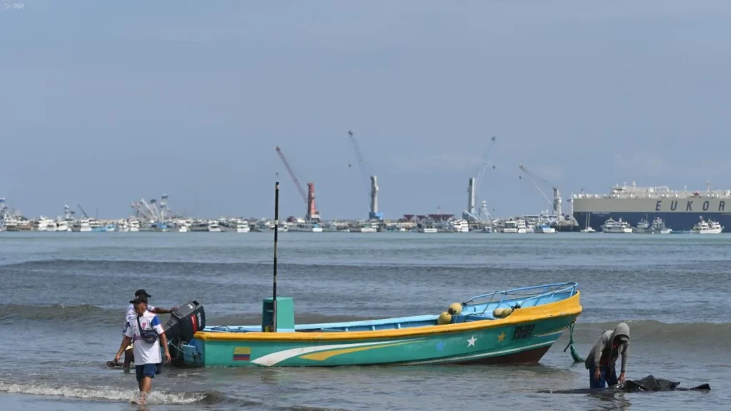 Puestos de venta de pescado fresco en un mercado de Manta