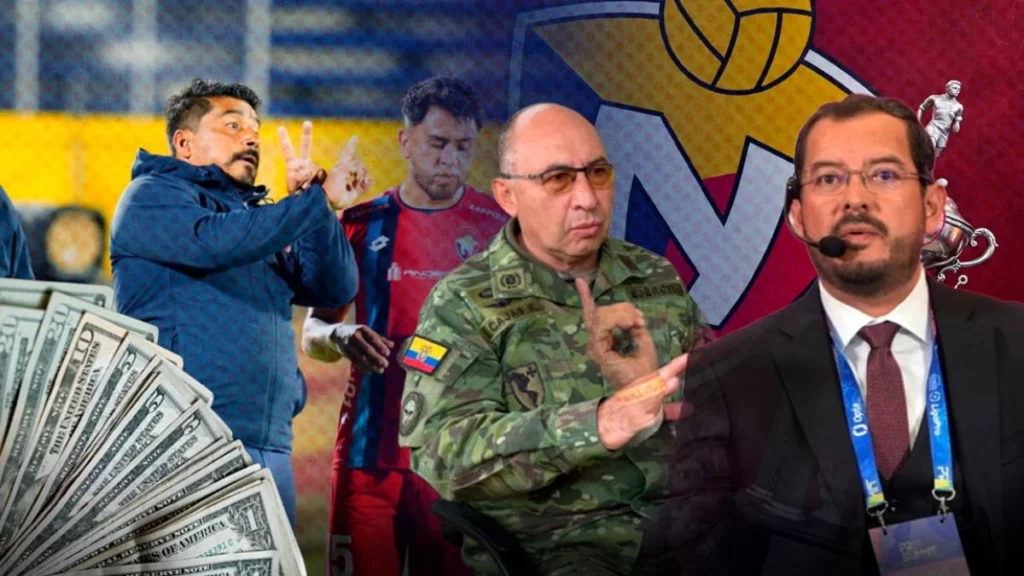 Plantel de El Nacional en el estadio Olímpico Atahualpa