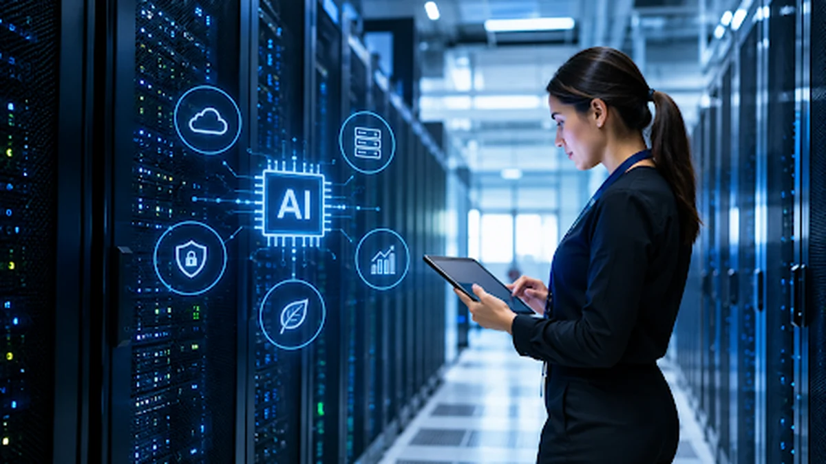 Data center con servidores para procesamiento de inteligencia artificial