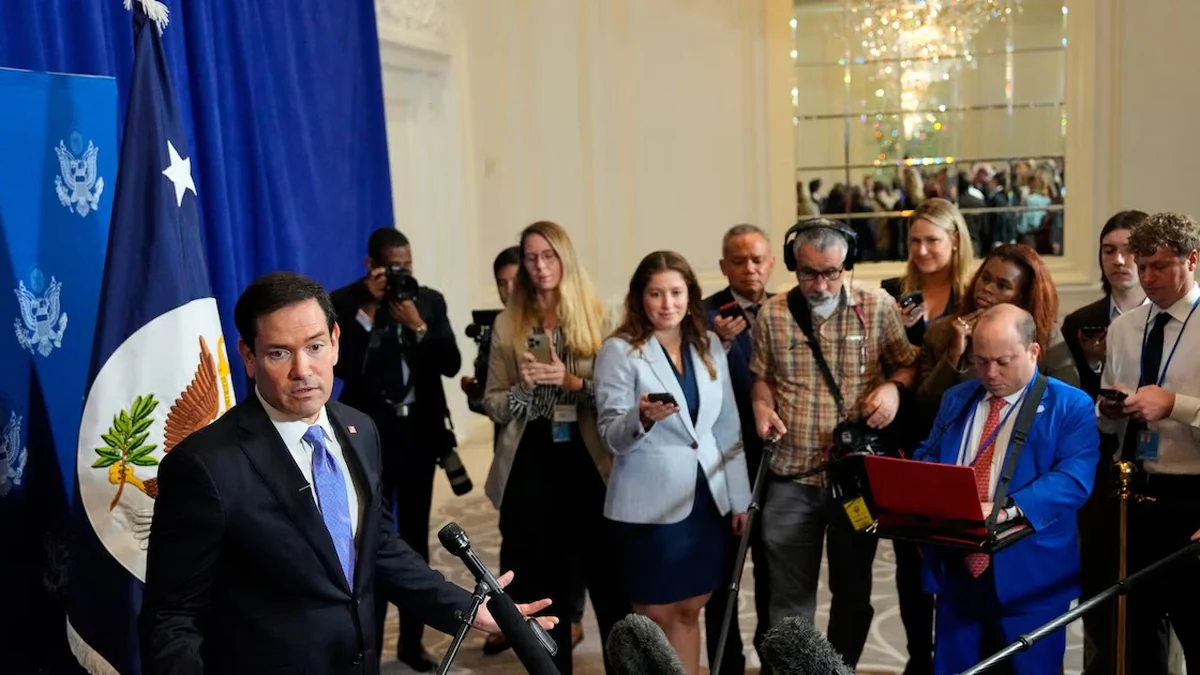 Marco Rubio ofrece declaraciones oficiales en el Departamento de Estado