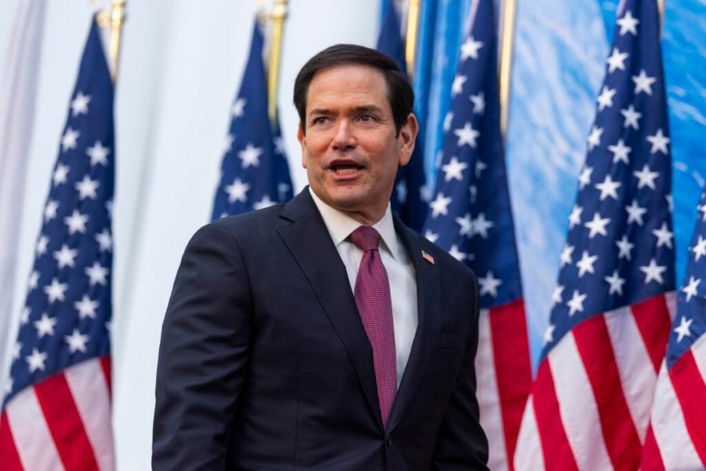 El secretario de Estado de Estados Unidos, Marco Rubio, durante su anuncio oficial sobre la incorporación de Perú al Escudo de las Américas.