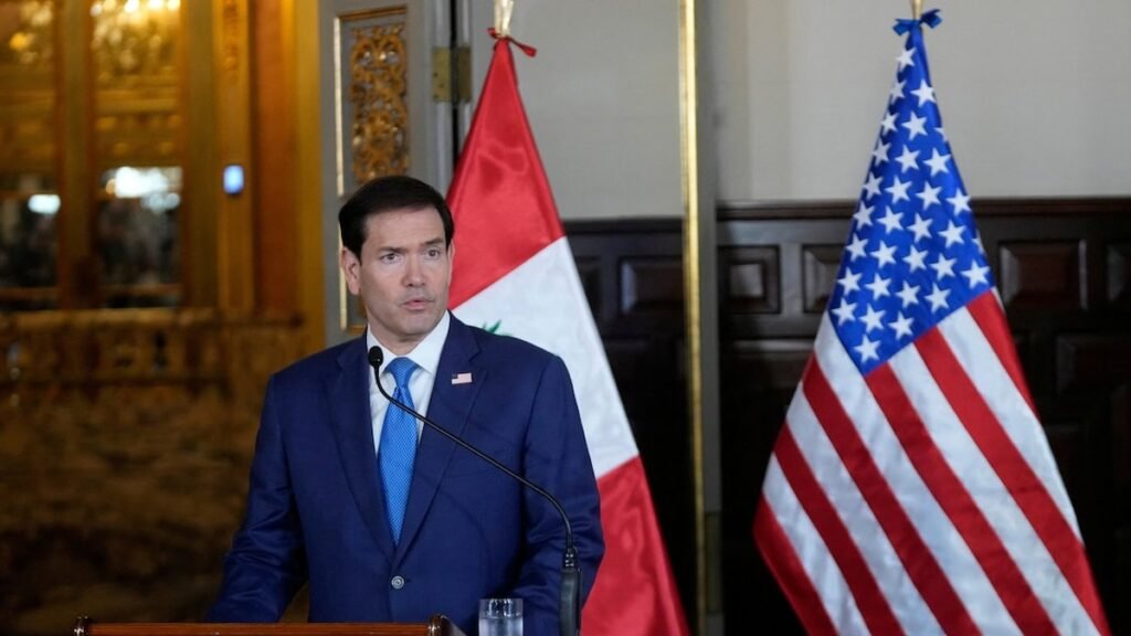 Marco Rubio en rueda de prensa sobre política exterior