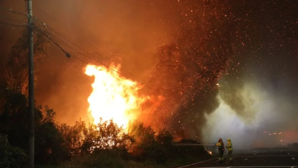 Bomberos de Quito atienden el incendio forestal en el sector La Vicentina