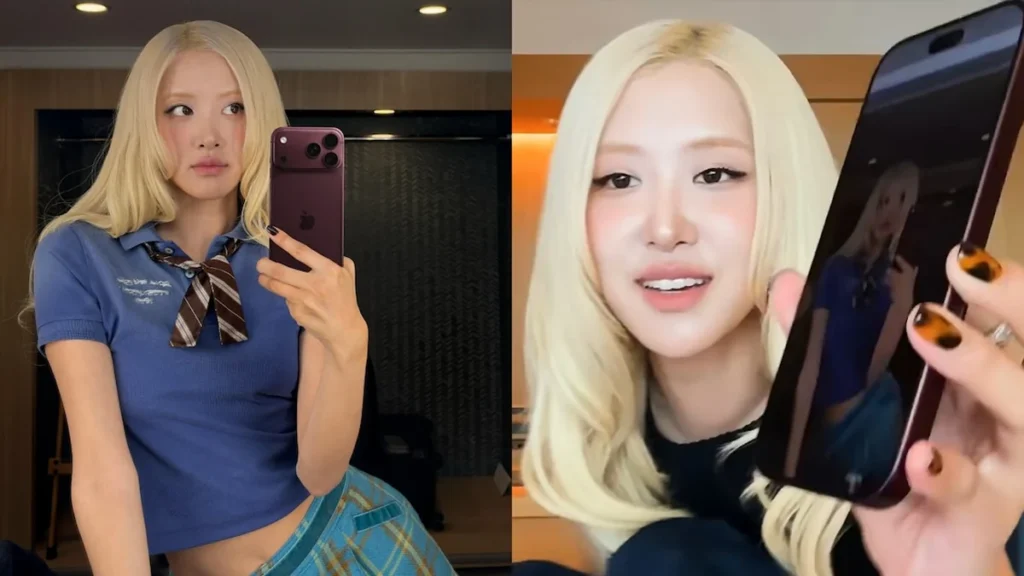 Rosé de BLACKPINK posa con el iPhone 18 Pro de Apple