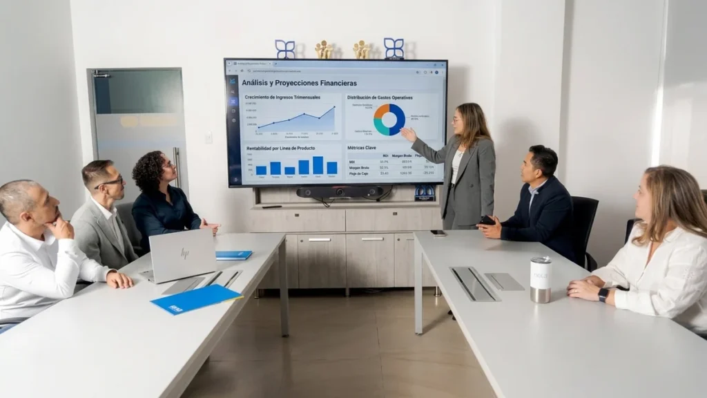 Empresario revisando documentos de seguros y finanzas en una oficina