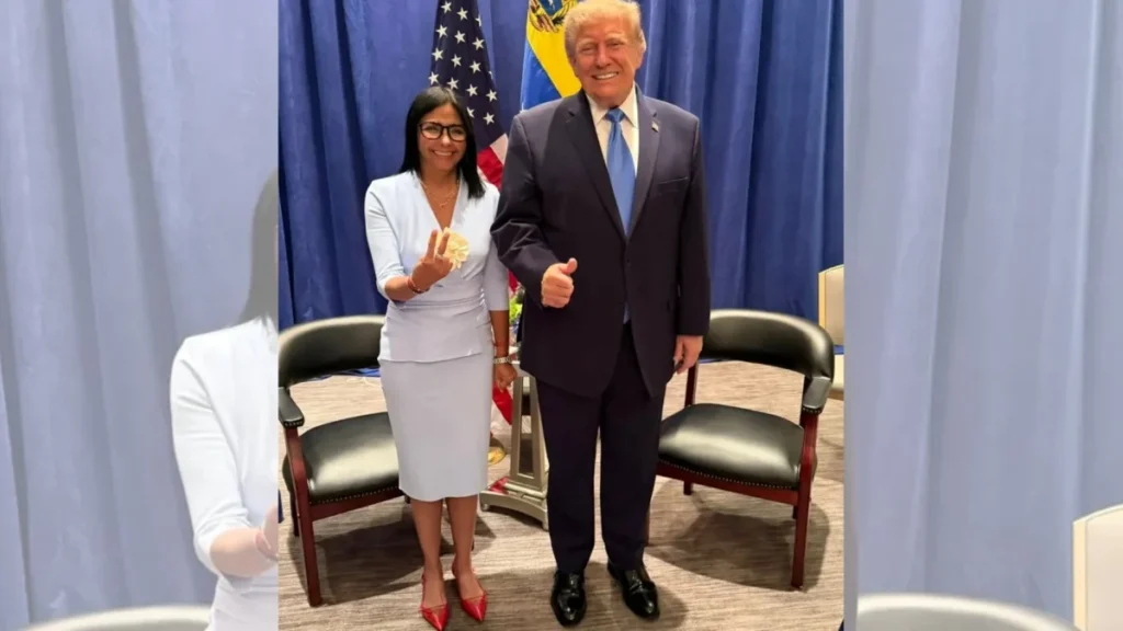 Donald Trump y Delcy Rodríguez reunidos en Nueva York