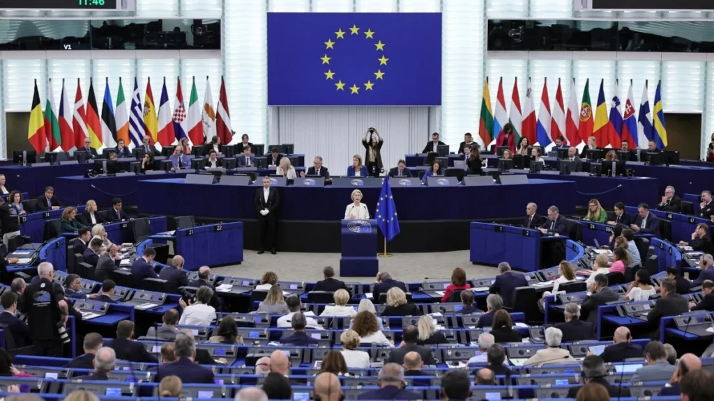 Ursula von der Leyen durante el discurso del Estado de la Unión en Estrasburgo