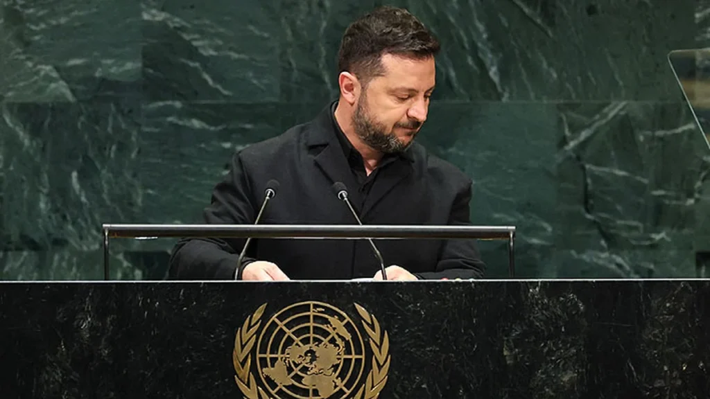 Volodimir Zelenski durante su discurso ante la ONU Zelenski pide a Xi Jinping paz