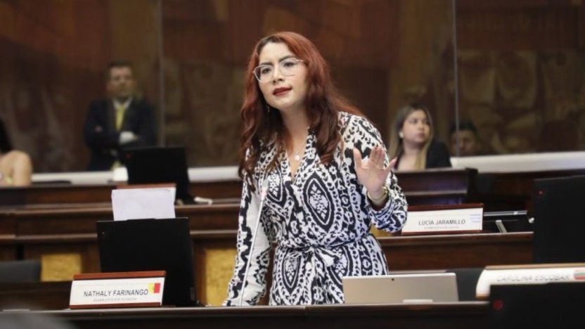Asambleísta Nathaly Farinango durante la sesión del Pleno de la Asamblea Nacional