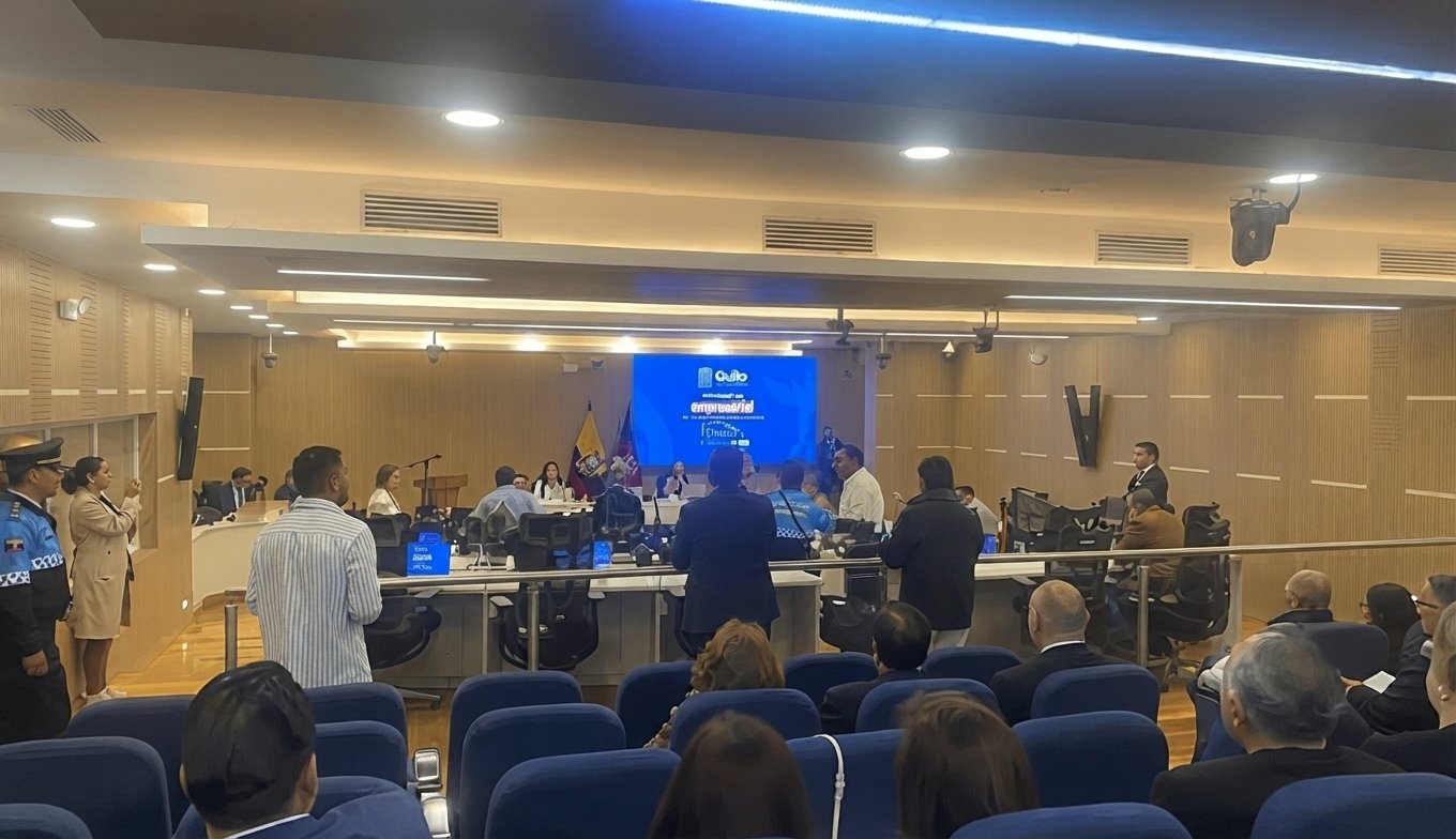 Sesión del Concejo Metropolitano de Quito en el Palacio Municipal