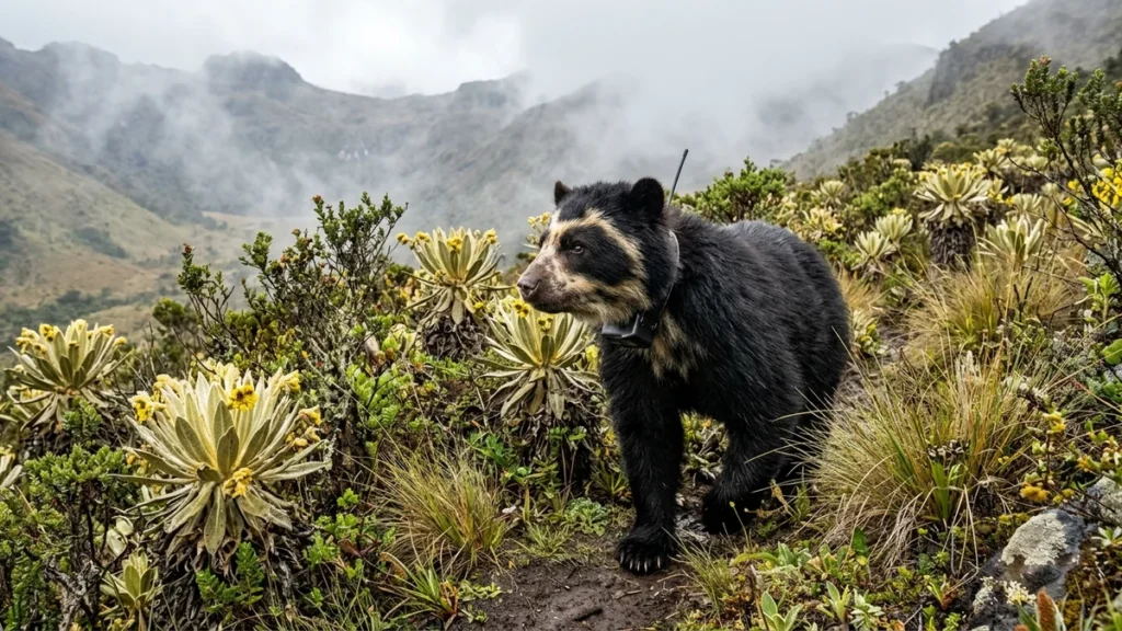 Cobertura informativa sobre Biólogos marcan con collar satelital a oso andino para monit