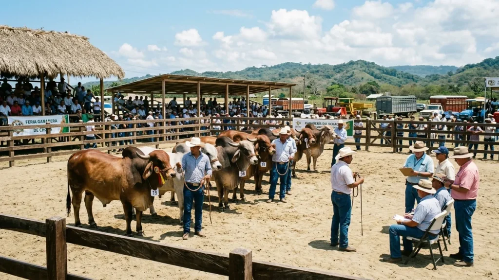 Exhibición de ganado cebú de alta genética en el recinto ferial de Chone Manabí