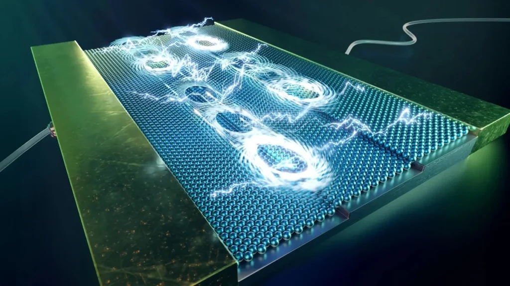 Visualización tridimensional de vórtices cuánticos guiados a lo largo de escalones atómicos