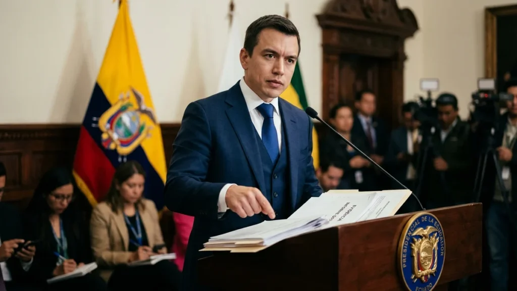 Presidente presenta denuncia de Daniel Noboa sobre contratos en Pichincha