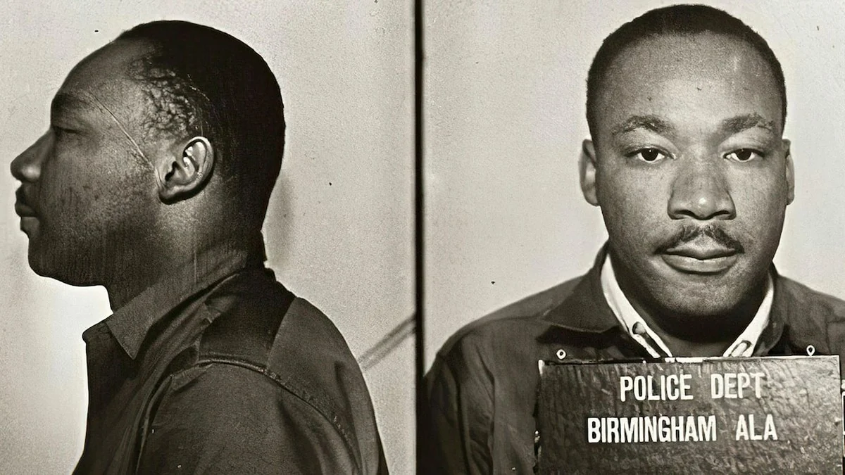 Martin Luther King durante protesta de derechos civiles en Atlanta