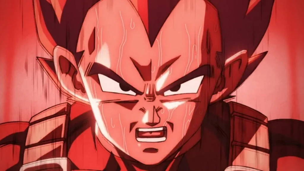 Goku en su fase Super Saiyajin Dios enfrentando al Dios de la Destrucción Beerus