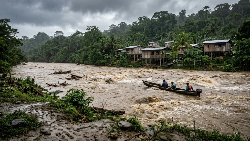 Cobertura informativa sobre ECU911 monitorea el incremento del caudal en el río Viche en