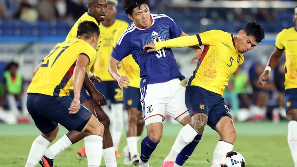Jugadores de la selección de Ecuador en partido internacional