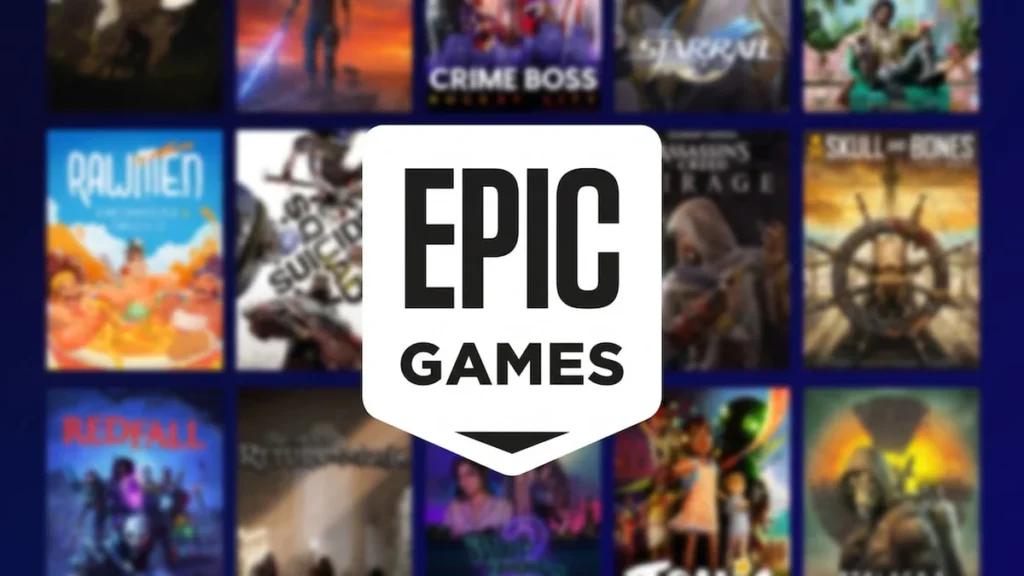 Logotipos corporativos de Epic Games Store y Steam enfrentados en una pantalla