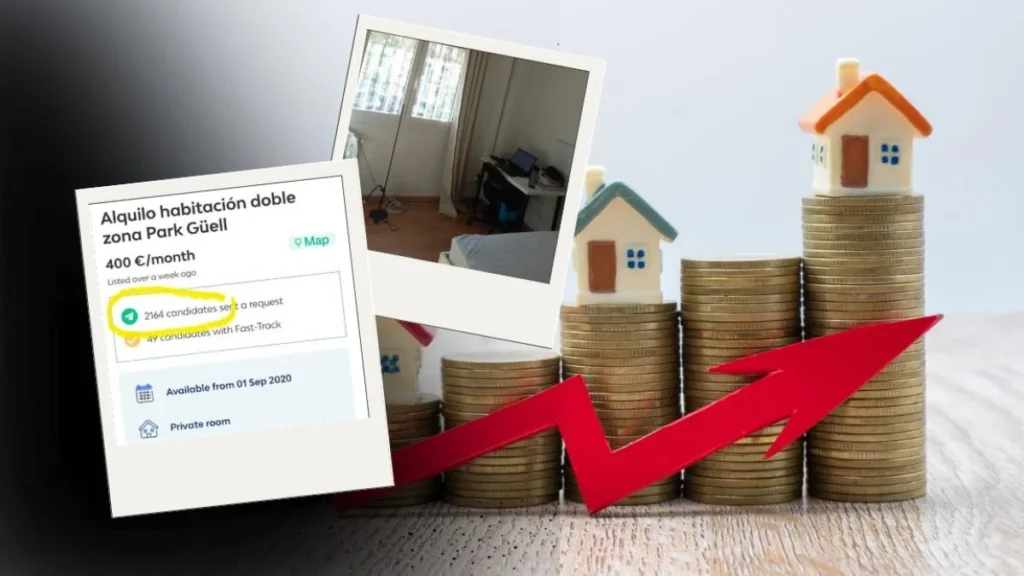 Jóvenes estudiantes revisando ofertas de alquiler en un departamento